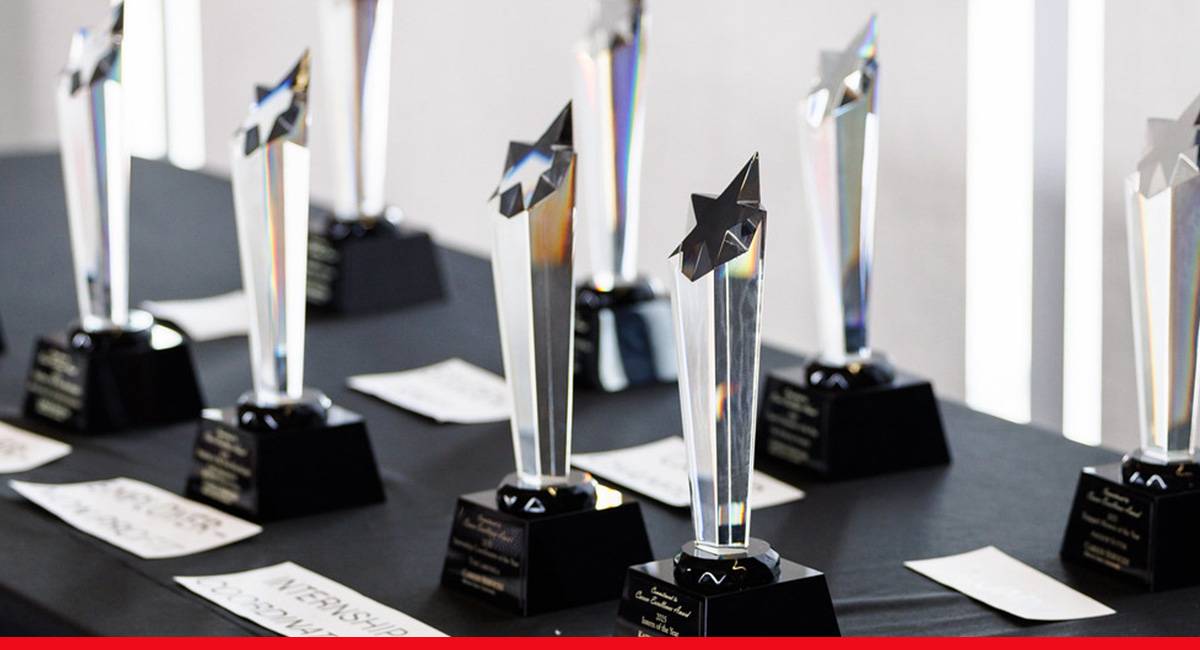 photo of crystal awards on a table